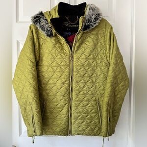 Obermeyer Green Ski Jacket with Faux Fur Hood